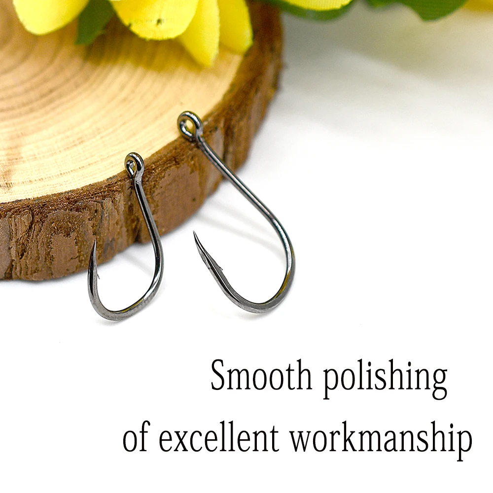 MNFT 100 Uds anzuelos de pesca de acero rico en carbono con púas tamaño 5 #   6 #   10 #   12 #   15 #   Accesorios para aparejos de anzuelo de carpa de un solo círculo - imagen 5