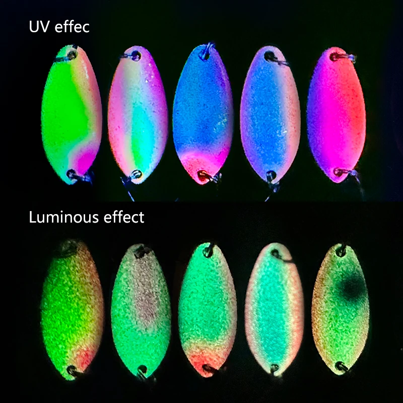 LETOYO 2,5g 3,5g 5g capa de natación completa señuelo cuchara luminoso UV Spinner cebo pintura de doble cara cuchara de cobre señuelo de pesca - imagen 5