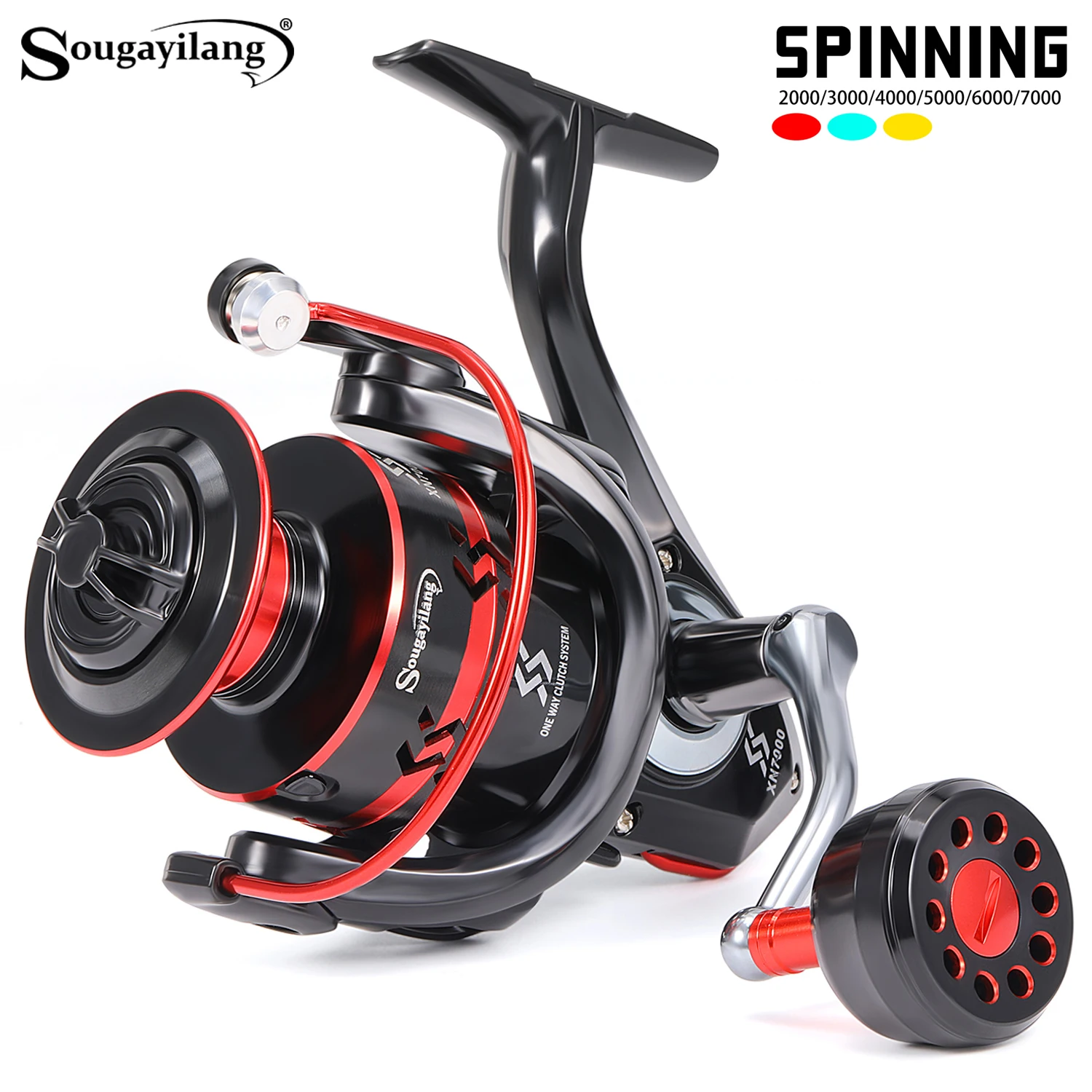 Carrete spinning Sougayilang 2000-7000 – Aluminio, 5.0:1-7:1, freno 10kg - imagen 2