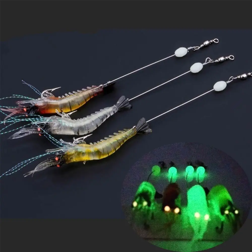 Cebo Artificial luminiscente con ojos realistas, señuelo de pesca suave con anzuelos afilados, accesorios de pesca en el mar - imagen 3