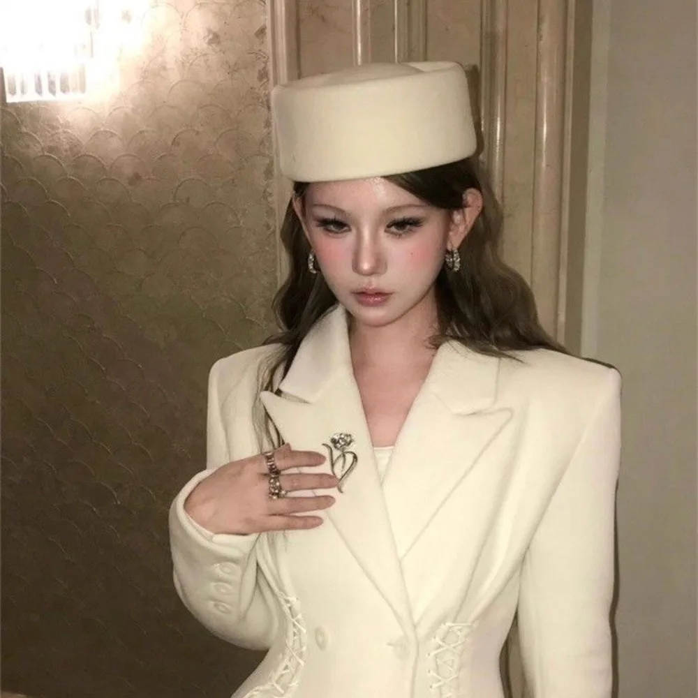 Sombrero de copa Formal de moda, sombrero de lana de imitación con cúpula dura para puesta en escena, sombreros de fieltro versátiles y encantadores para fiesta - imagen 4