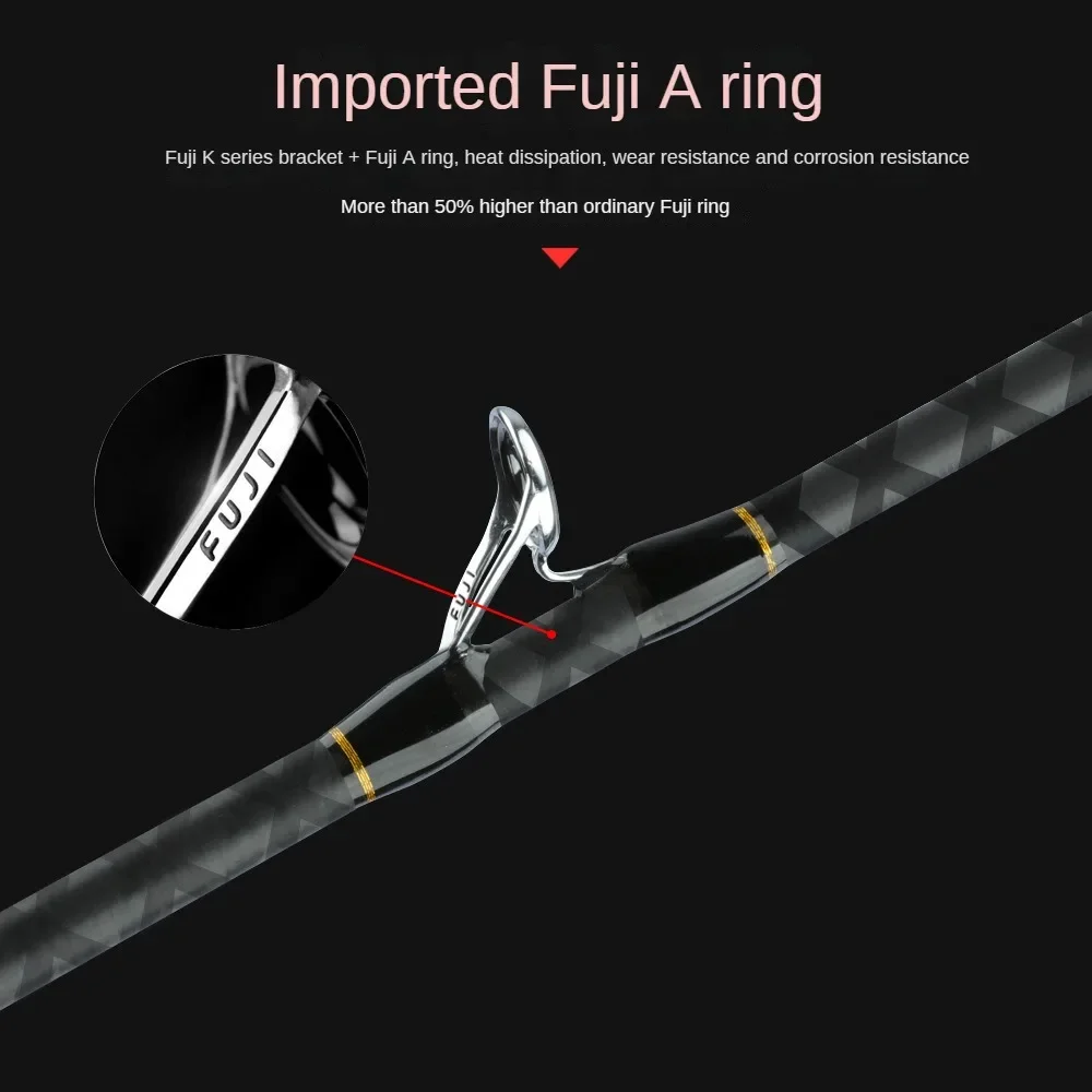 HENNOY-caña de pesca de Jigging lento, guía FUji, 2 secciones, 1,83 m, 1,95 m, 2,05 m, alto carbono, pulpo, barco de mar, poste eléctrico, ML/M/MH - imagen 4