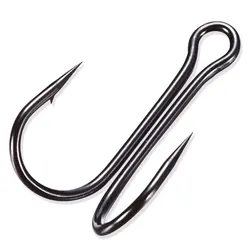 10 Uds. Gancho doble de vástago largo, anzuelo de pesca sin malezas, atado de moscas, anzuelo doble para anzuelo de lubina, aparejos de pesca para señuelo suave