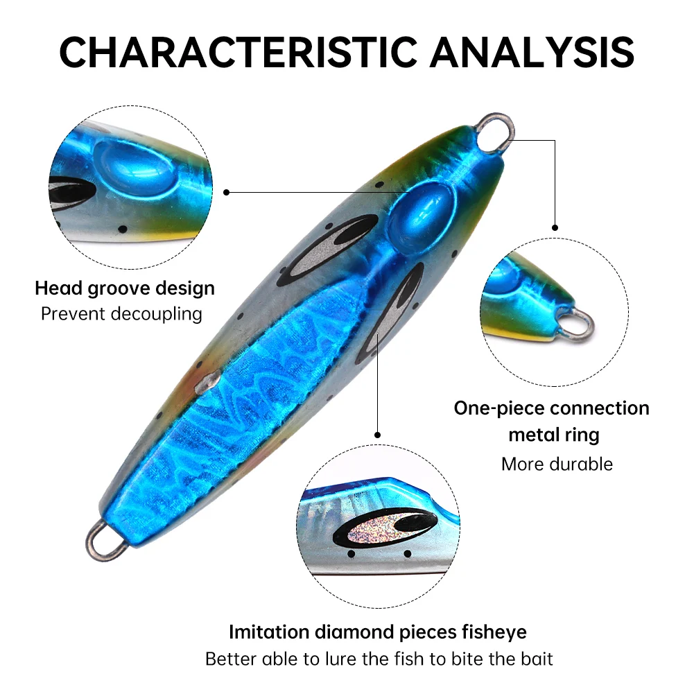 SANLIKE-cebo de Jigging de hundimiento lento, señuelo de pesca duro Artificial brillante, acción de conmutación más única para herramienta de pesca de agua salada - imagen 4
