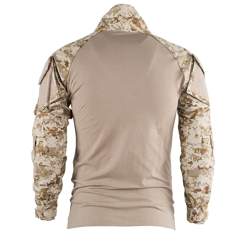Camisa de combate del Ejército para acampar con almohadillas para hombres, camisas tácticas militares Multicam, manga larga, elástica, Airsoft, senderismo, ropa de caza - imagen 4