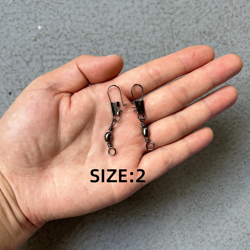 Pesca giratoria de acero al carbono, chapado en negro, Pin tipo B, conector de señuelo, anzuelo, accesorios de aparejos de pesca - imagen 3