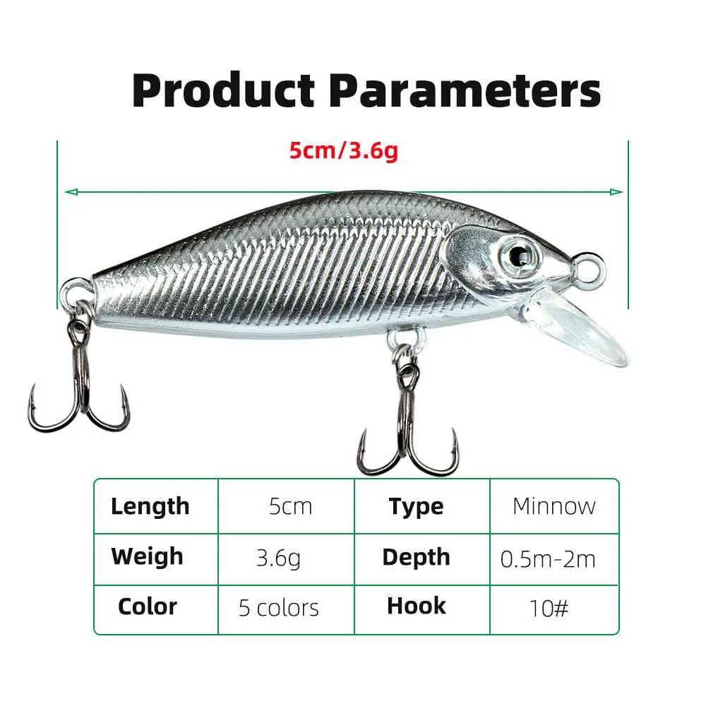 Señuelo de pesca 5cm/3,6g Mini pececillo hundido cebo Artificial duro ojos 3D Crankbait Wobblers aparejos de pesca equipo de pesca - imagen 2