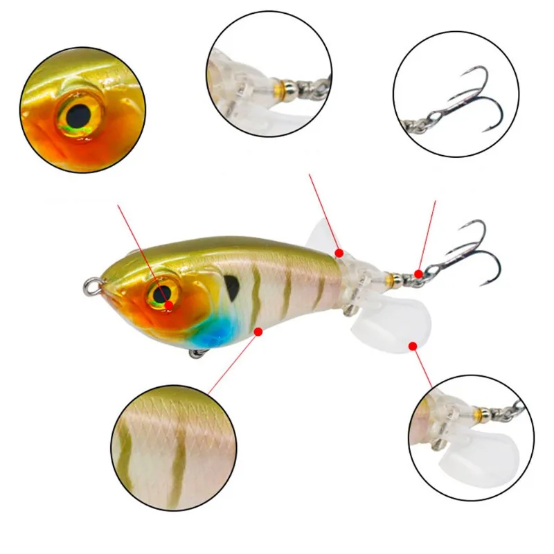 9g con 8 #   Señuelo de triple gancho de níquel negro Shuang Ye, superficie de hélice, tractor, lápiz flotante, cebo de ruido biónico. - imagen 3