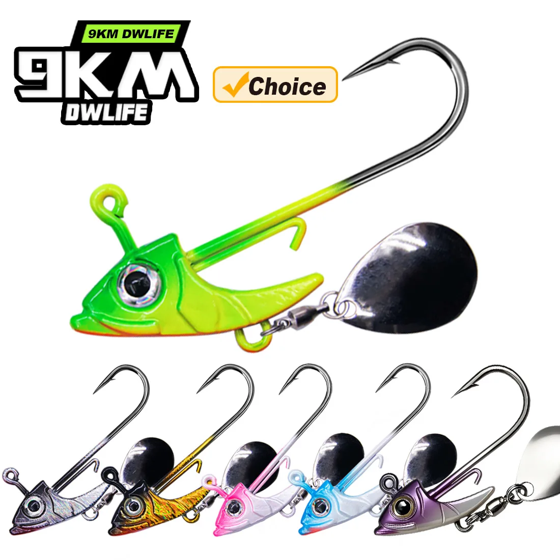 Jig Head 9KM con lentejuelas y cuchara triangular para vinilo