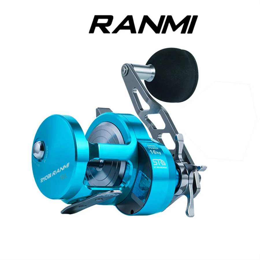RYOBI RANMI rueda de Jigging lento arrastre máximo 16KG 8 + 1BB barco de Metal carrete de pesca de Baitcasting redondo de agua salada