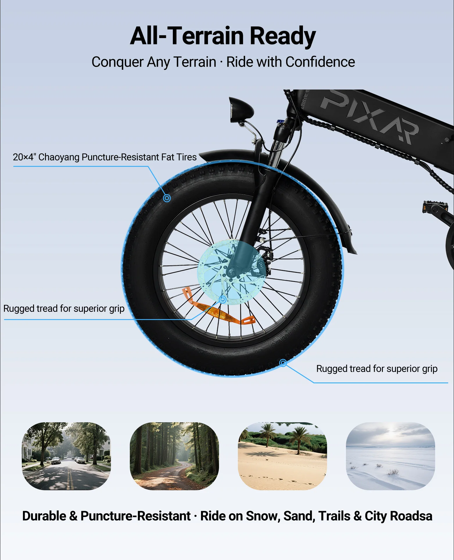Bicicleta Eléctrica Pixar Star1 – Fat Bike Montaña 20x4, Batería 48V - imagen 5