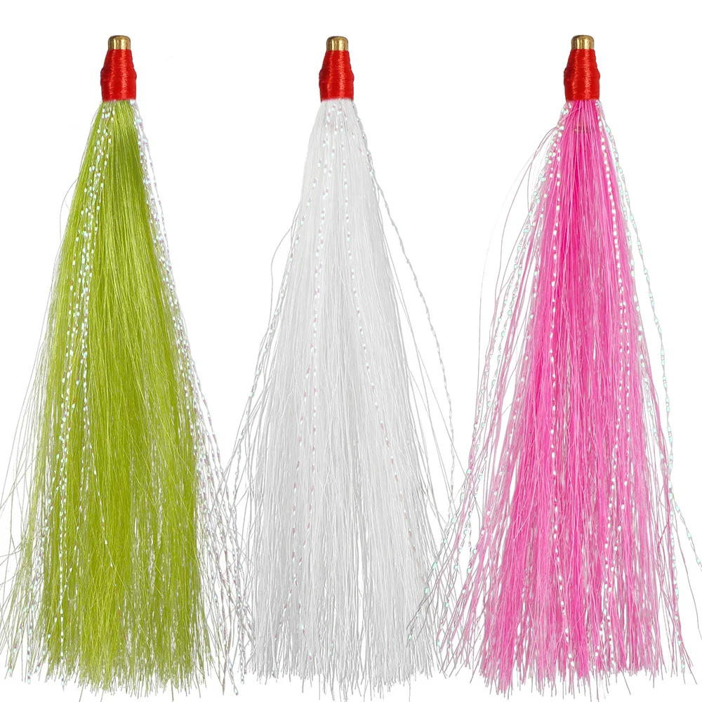 Señuelos de pesca Bucktail, tubo de cobre de agua salada, falda de curricán, señuelo para aparejo de flouder, tapones de pesca, 3 uds.
