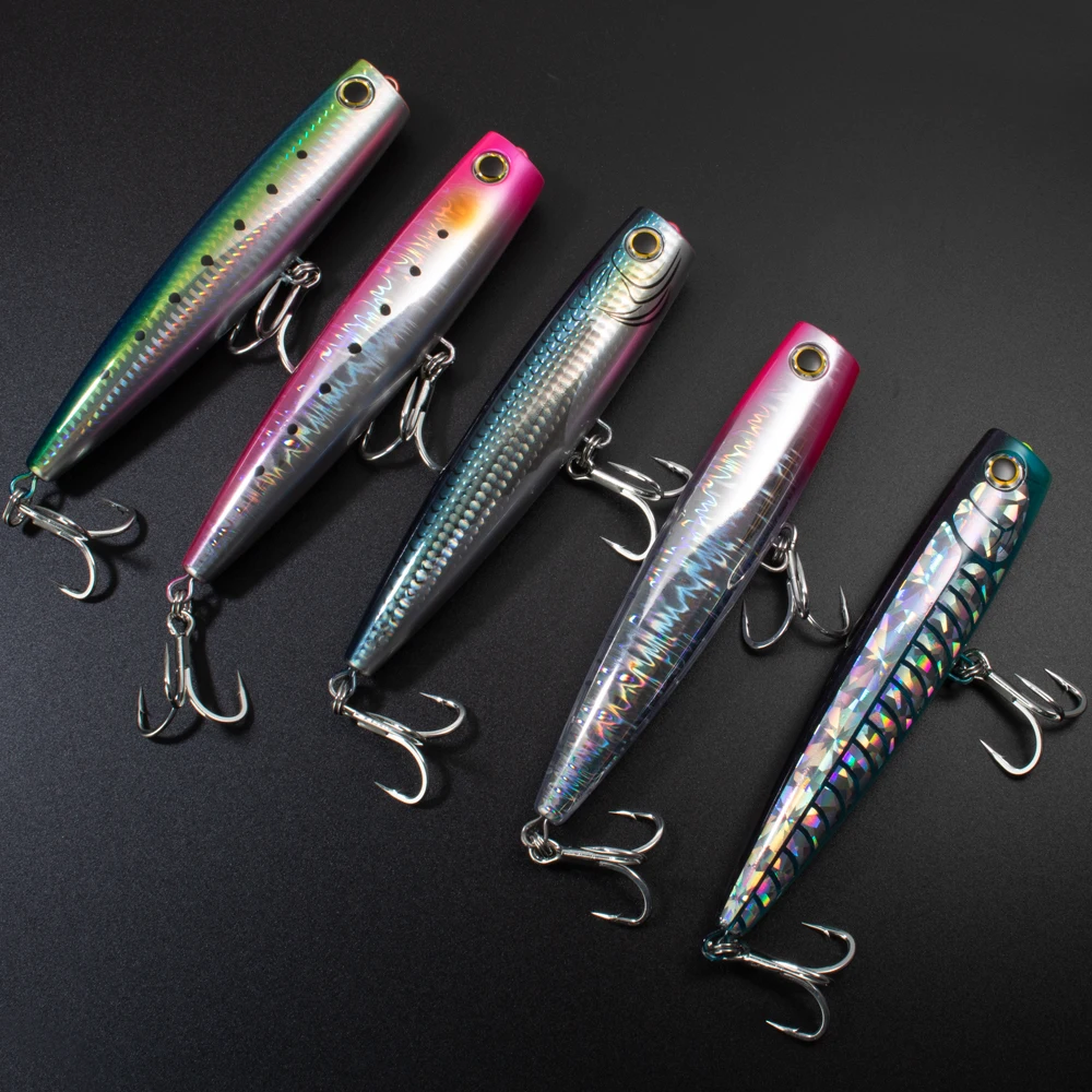 JIGGING PRO 130mm 40g Topwater Popper señuelo superficie señuelo de pesca aparejos de pesca de agua salada atún Kingfish Amberjack - imagen 3