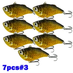 7pc 6cm 14,7g sin labios Crankbait 3DR Vibe vibración fundición larga hundimiento señuelo de pesca VIB pesca de invierno cebo duro sin labios