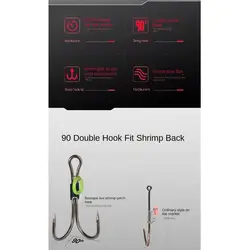 Ganchos de cebo para camarones vivos, anzuelo doble de acero con alto contenido de carbono, gusano loco sin malezas, gusano suave, 10 Uds.