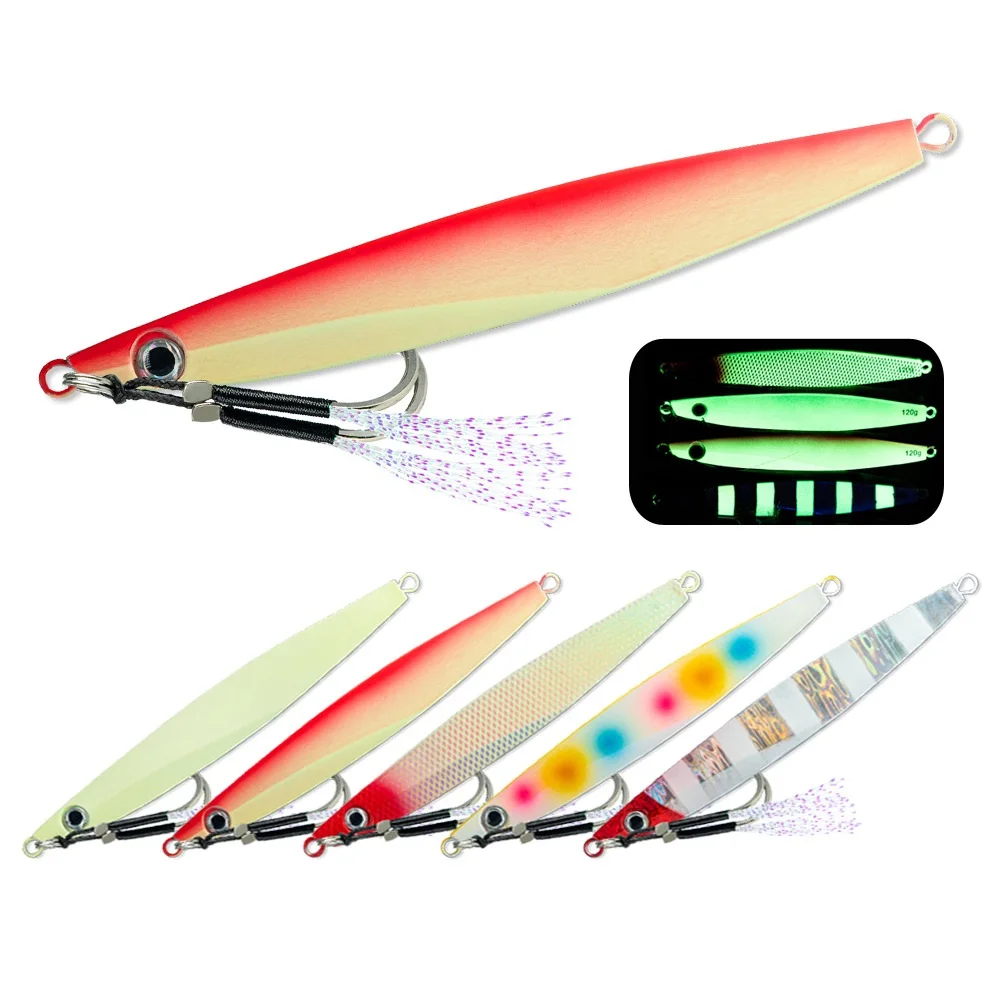 Slow Jig luminiscente metálico – Señuelo para lubina en barco costero - imagen 4