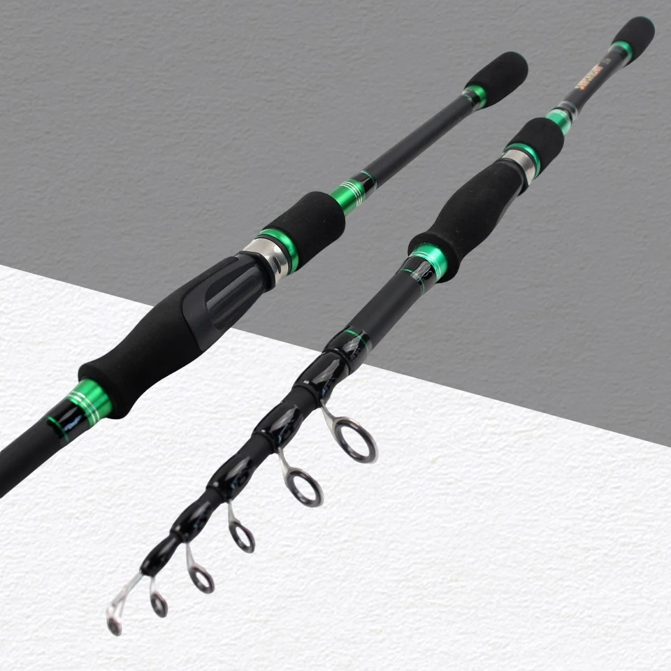 Caña de pescar telescópica duradera: hecha de fibra de carbono de alta densidad, con guías y articulaciones reforzadas, un aparejos de pesca profesionales - imagen 4