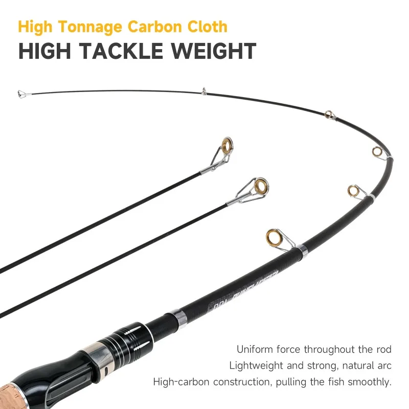 Caña de pescar telescópica, 1,6 M, 1,8 M, 2,1 M, caña giratoria de carbono, caña de pescar Baitcasting, mango de madera, aparejos de pesca de fundición, señuelo Ravel - imagen 5