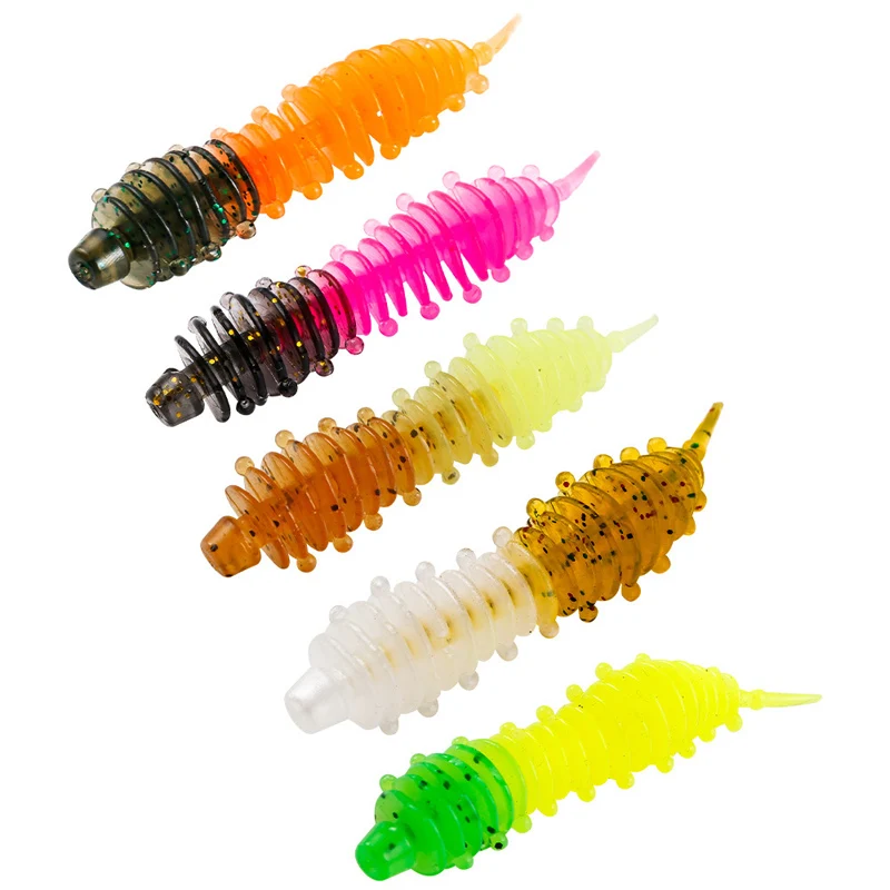 12 unids/lote supercontinente cebo de gusano cebo suave Tanta 50mm1.3g Señuelos de Pesca Pesca de carpa señuelo de lubina Isca artificial PVA - imagen 2
