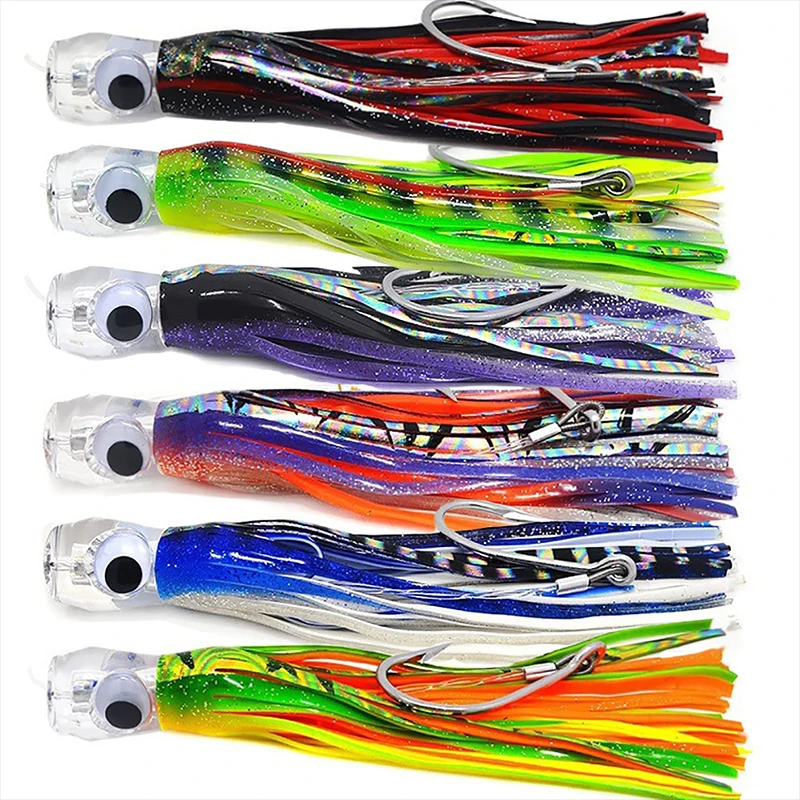 6 unids/bolsa pesca en el mar Trolling Marlin atún Mahi delfín Durado Wahoo tiburón con falda juego de señuelos de pesca de aguas profundas - imagen 4