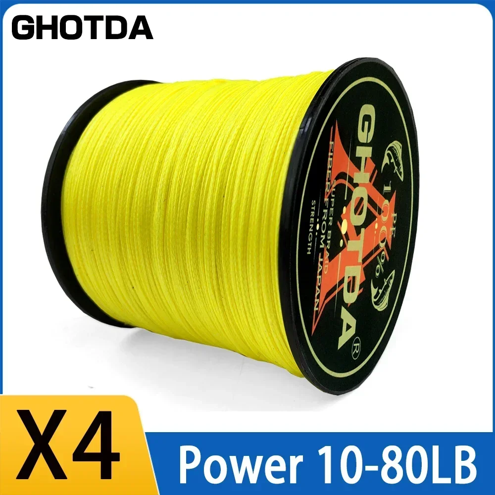 Ghotda 4X hilo trenzado pesca pesca de carpa marina 10 28 35 40 50 80LB 4 hebras línea multifilamento trenzado 1000M 500M 300M 100M - imagen 2