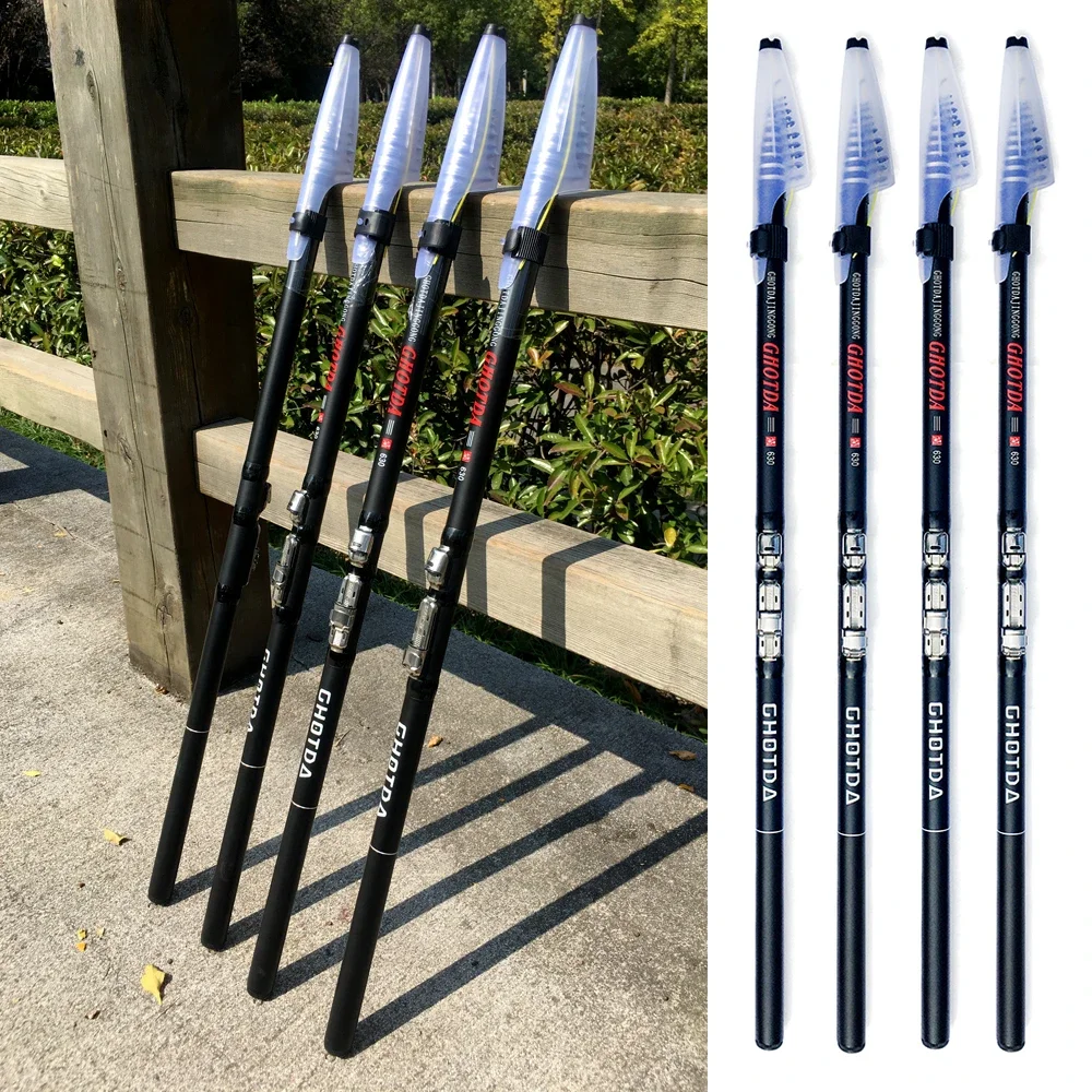 Caña de pescar giratoria de carbono, alimentador de Surf, 5,4 m, 6,3 m, 2,7 m, 3,6 m, caña telescópica de mar, Punta sólida dura - imagen 5