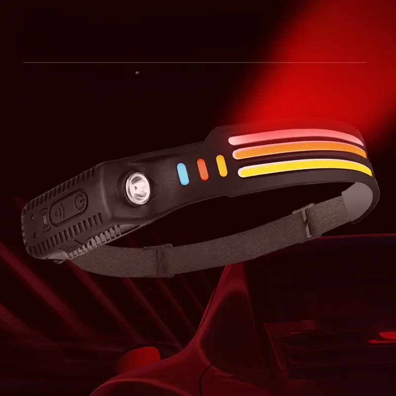 Nuevo faro con Sensor COB, linterna LED para cabeza, linterna frontal recargable por USB, 5 modos de iluminación, luz frontal con batería integrada - imagen 4