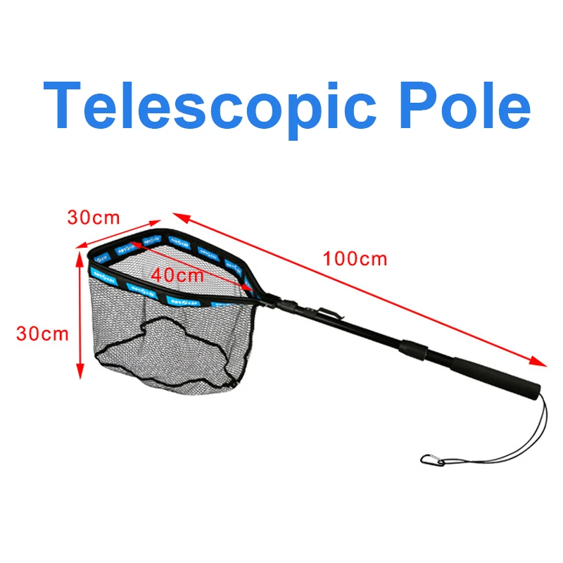 Red de aterrizaje flotante telescópica, red de pesca plegable recubierta de goma con cuerda de caída, poste portátil, equipo de pesca de mar - imagen 3