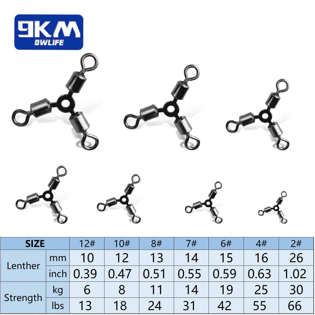 Giratorios de 3 vías, 15 ~ 60 uds., aparejos giratorios de pesca de tres vías, conectores de sedal de pesca de agua salada, giratorios, accesorios para bagre
