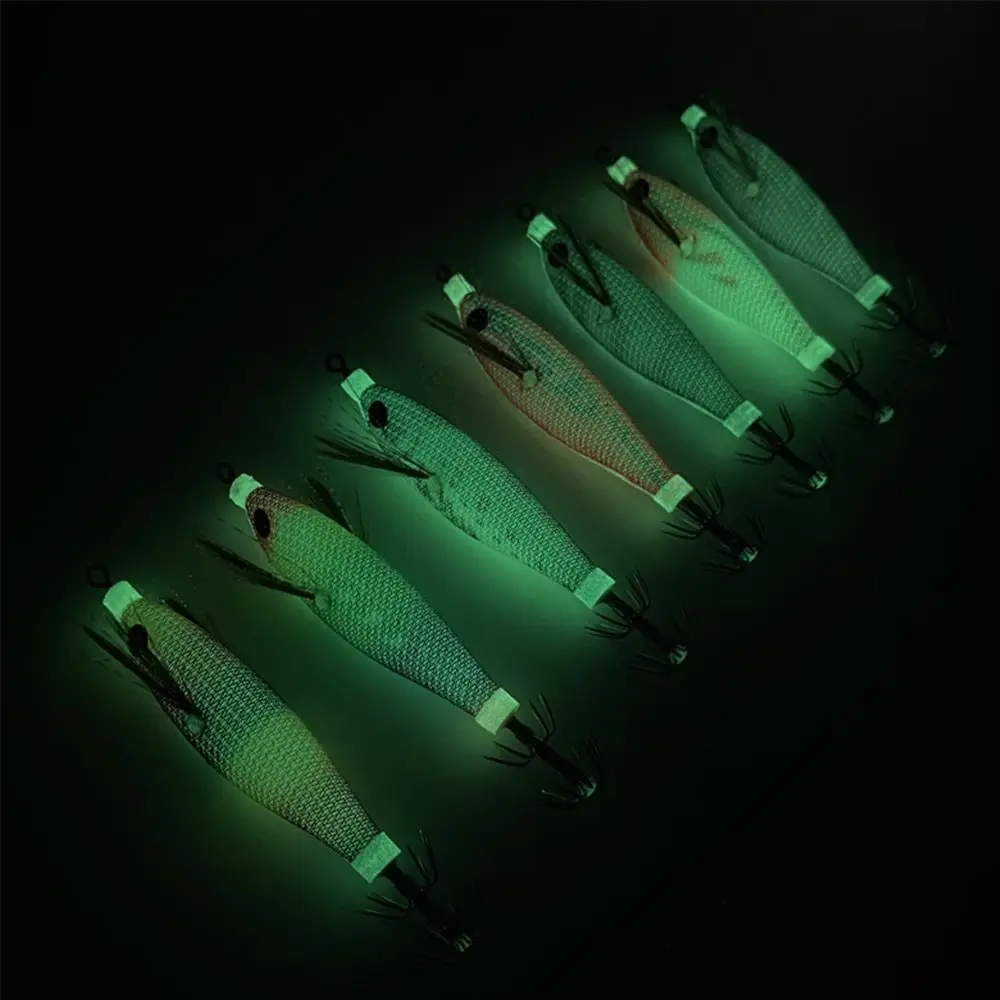 Señuelo de pesca Artificial, anzuelo de calamar noctilucente, sepia, Spinnerbait, camarón de madera para pesca marina, 6g, 8cm, 1 unidad - imagen 5