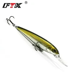 FTK-señuelo de pesca duro Minnow, 12g, 9cm, ojos 3D, cebo Artificial con anzuelo triple, Wobblers Swimbait Bass