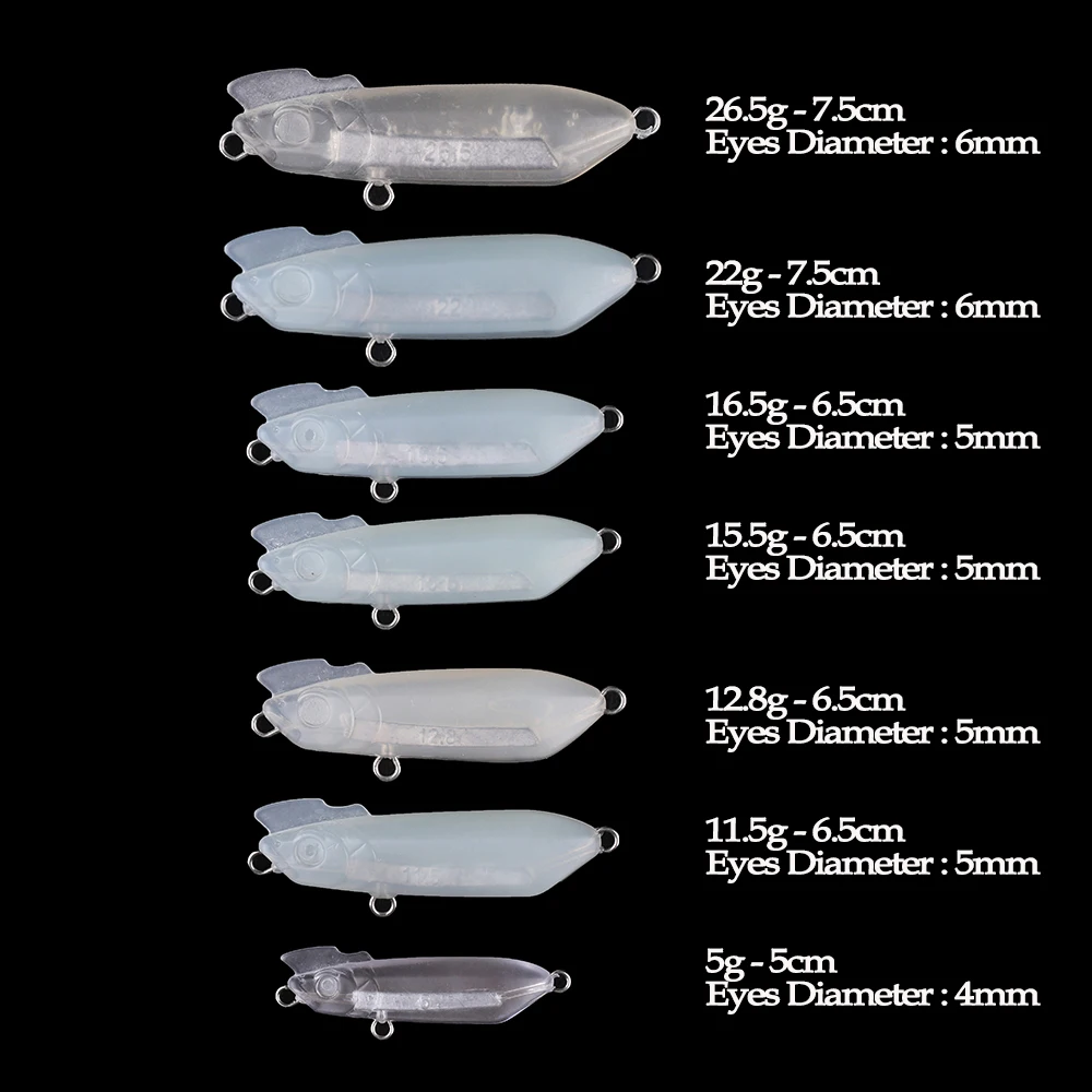 Chan'sHuang-Señuelos de Pesca artificiales, cebo en blanco sin pintar de 20 piezas, lápiz de hundimiento, cuerpo sólido - imagen 3