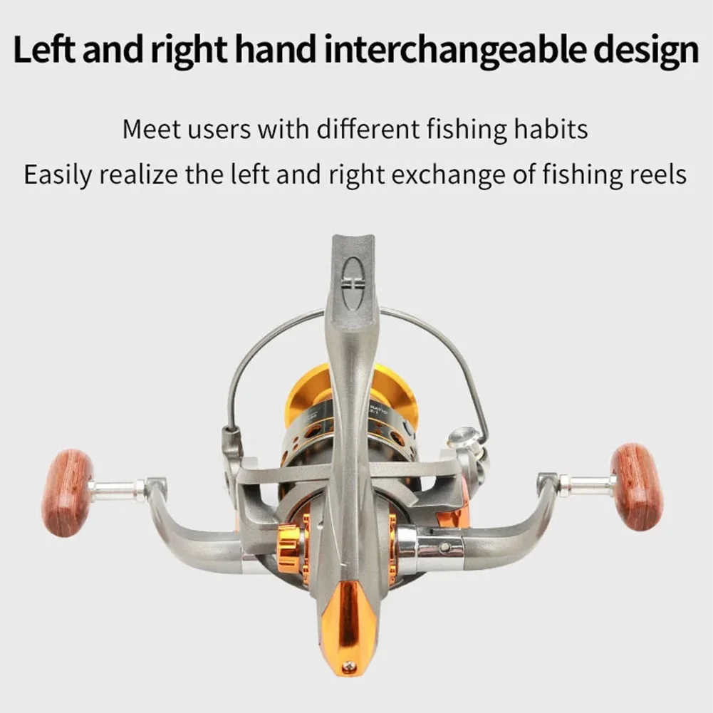 Carrete de pesca con mango de madera plateado, rueda giratoria, serie 2000-4000, carrete de pesca en hielo para pesca con caña - imagen 4