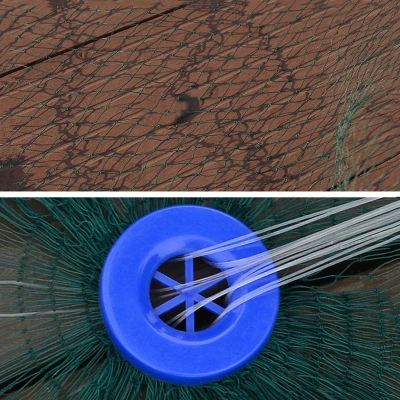 Lawaia Redes fundidas a mano, cable trenzado verde, red de pesca con colgante de hierro, red de pesca al aire libre para hombres, líneas duraderas - imagen 5