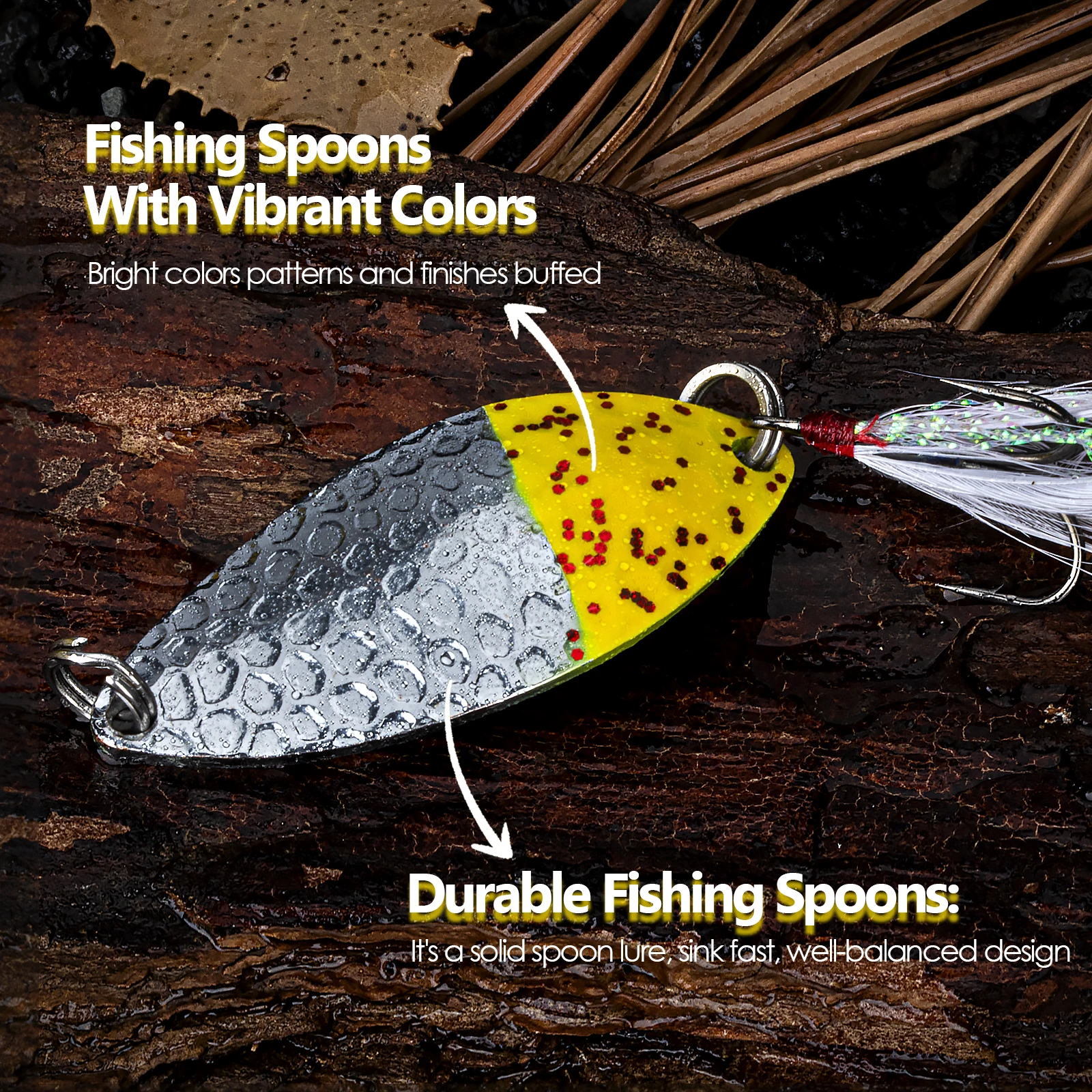 THKFISH 5 uds Señuelo de pesca de trucha, cuchara giratoria de Metal, señuelos de sanguijuela Vib, 14g cebo Artificial, aparejos de pesca para lubina, perca, - imagen 4