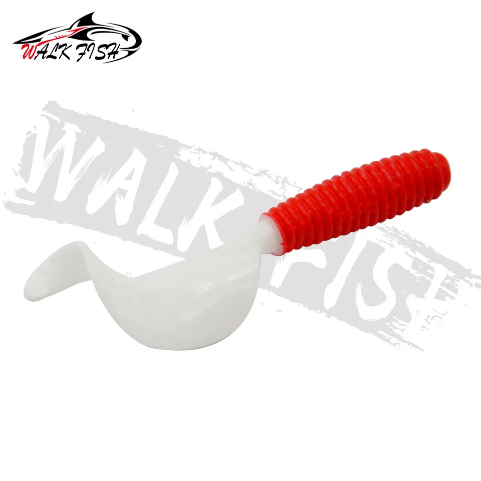 WALK FISH-señuelo de pesca de 10 piezas, 5cm, 6cm, 7cm, gusano atrayente Natural, colas rojas y blancas, cebo suave de 7,5 cm/3,7g, mordedura de pescado Real Sens - imagen 4