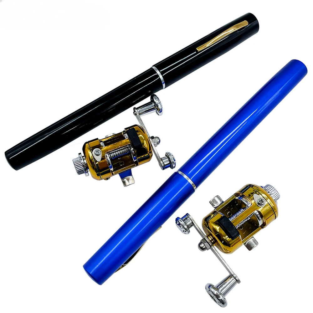 Combo de carrete de caña de pescar plegable de bolsillo, Kit de poste de pesca telescópico, carrete giratorio, 96cm - imagen 3