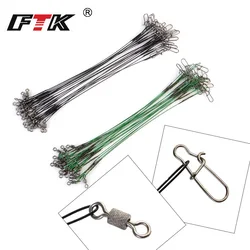FTK 20 piezas 16cm 20cm 25cm correas líderes de alambre de acero antimordida para pesca 50LB con señuelo de pesca giratorio accesorios Lucio