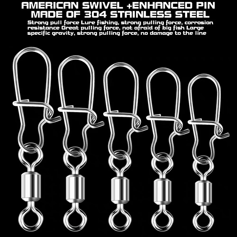 Ghotda-broche de pesca de tracción fuerte, accesorios pequeños, resistencia de 3-38kg, Conector de aleación de acero de ocho anillos, gancho de pesca giratorio, 20/50 piezas - imagen 5