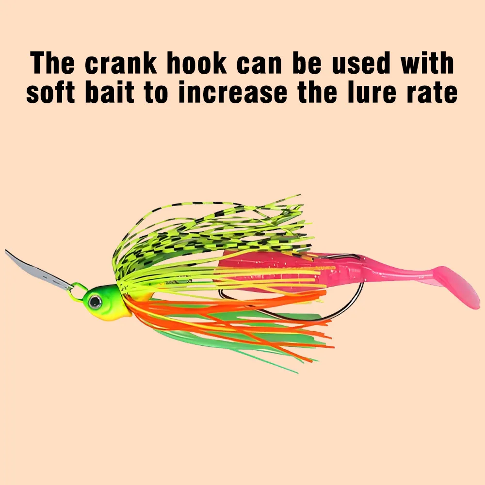 Faldas de silicona para pesca, cebos giratorios, cebos, Señuelos de pesca, falda de goma de calamar con anzuelos de asistencia de acero rico en carbono, 1 ud. - imagen 5