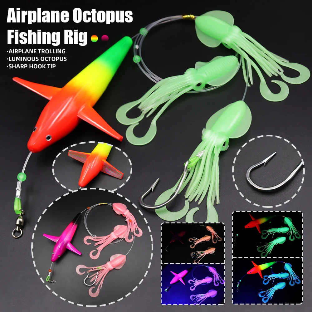 ZYZ 1 pieza de aparejos de cebo de pesca de curricán de barco de mar con señuelo de calamar luminoso océano Topwater Fakebait agua salada Swimbait aparejos cebo de atún - imagen 2