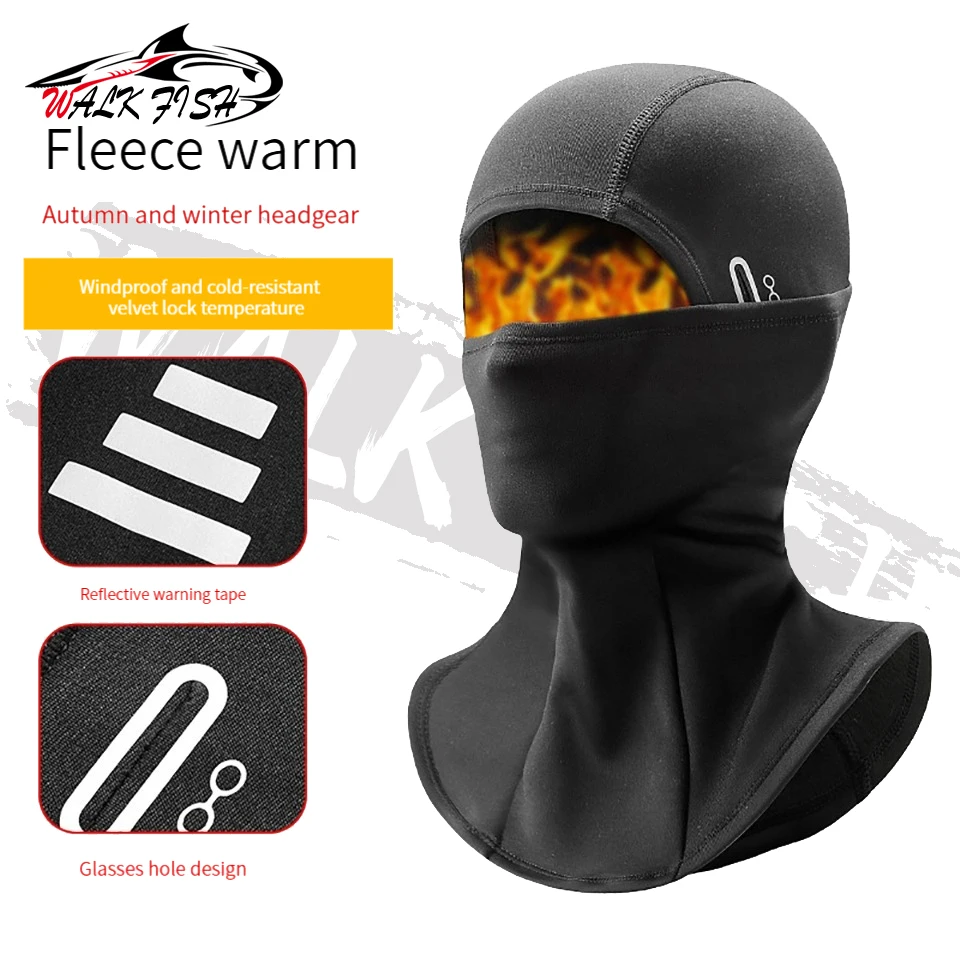 WALK FISH-pasamontañas cálido a prueba de viento para ciclismo y pesca, casco de motocicleta, forro resistente al frío, máscara para esquiar y correr, Unisex - imagen 2