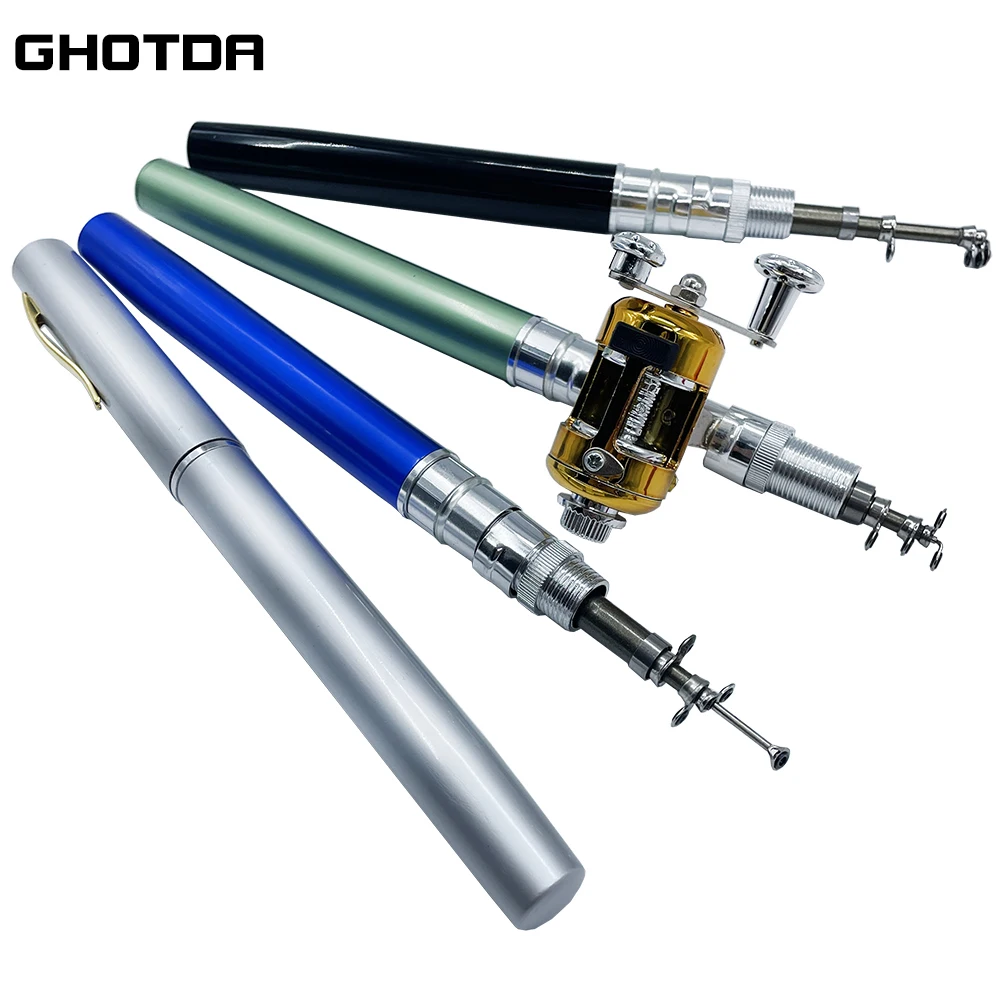 Mini caña de pescar telescópica de bolsillo portátil con forma de bolígrafo, caña de pescar plegable con rueda de carrete - imagen 5