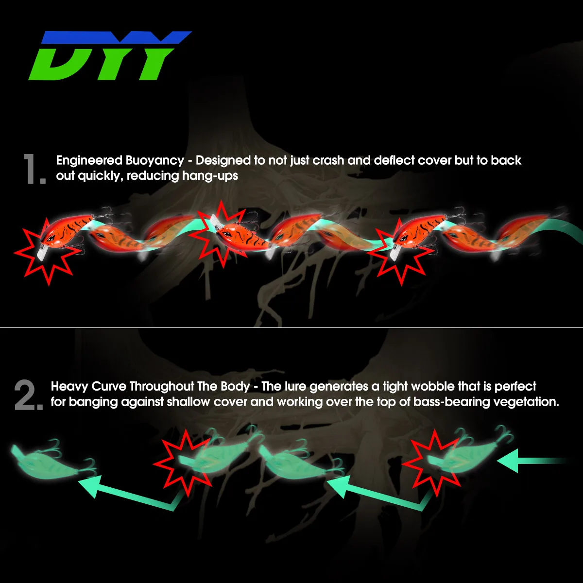 DYY 60mm 12g poco profundo Squarebill Crankbaits Minnow señuelo de pesca flotante Wobbler cebo duro Artificial para lubina señuelo de pesca de trucha - imagen 5