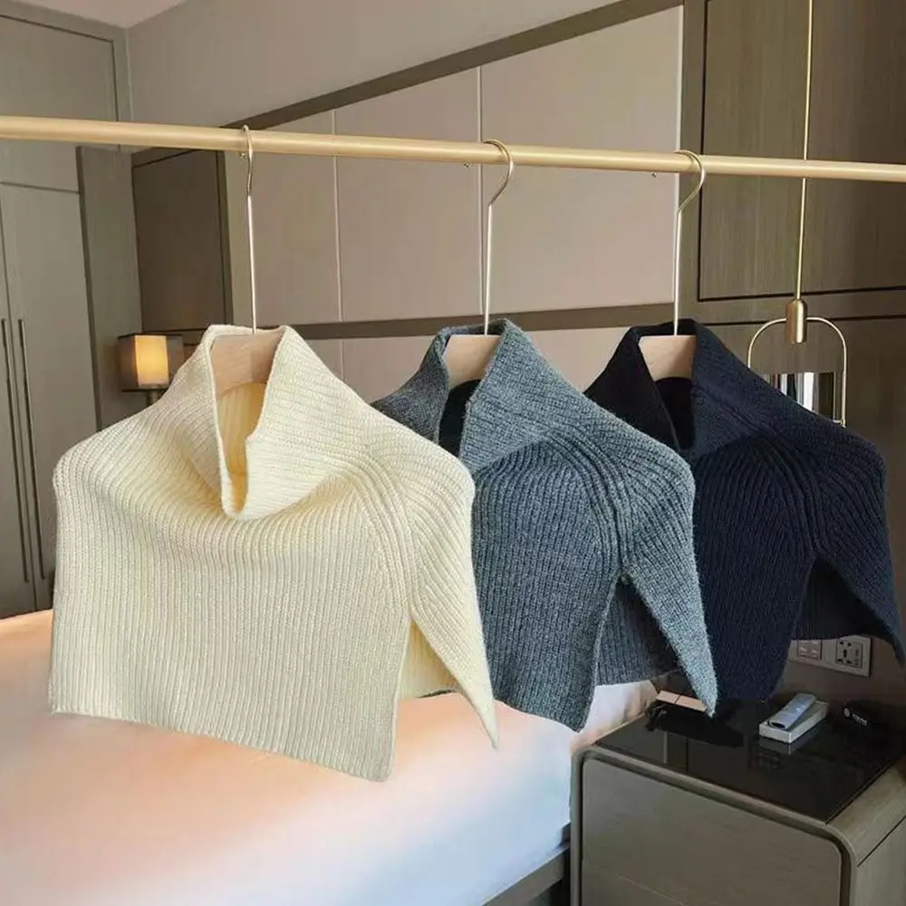 Bufanda de punto envolvente de color sólido para invierno con correa tejida