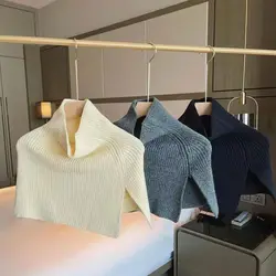 Bufanda de punto envolvente de color sólido para invierno con correa tejida