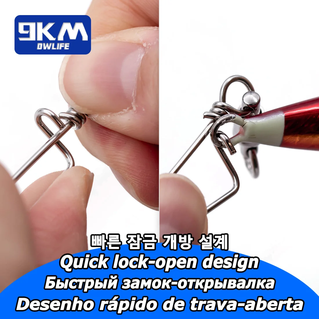 Giratorios de pesca, 10 Uds., rodamiento de bolas giratorio con Snap Coastlock, anillos sólidos de acero inoxidable, aparejos de pesca giratorios de agua salada - imagen 2