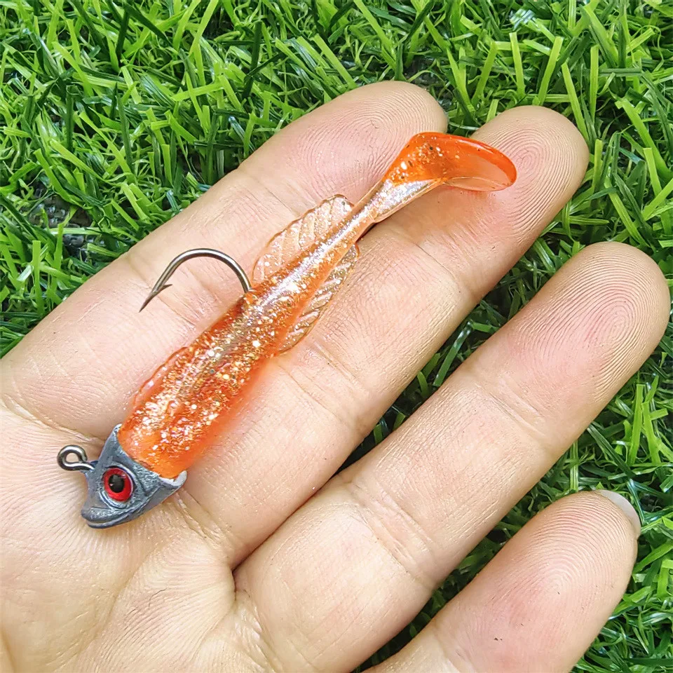 SWOLFY-señuelo de pesca con cabeza de plomo, cebo suave de 5,5 cm y 7,5g, señuelo para pececillos, plantilla para Lucio - imagen 4