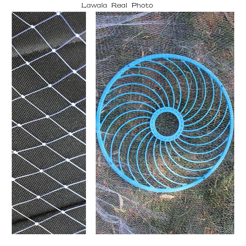 Red de pesca Lawaia, red de lanzamiento manual con plomos de hierro, monofilamento, red fundida de nailon, anillo azul, equipo de pesca - imagen 5