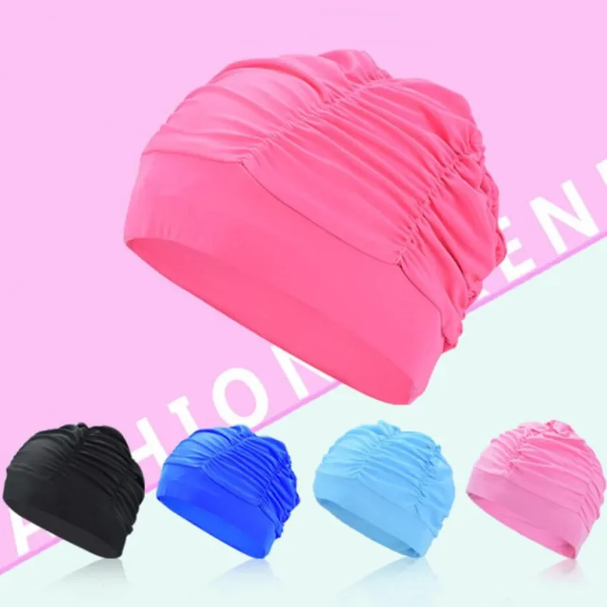 Gorro de natación de nailon elástico para invierno, gorro de tela para proteger las orejas, pelo largo, deportivo, para piscina, talla libre, gorro de baño - imagen 4